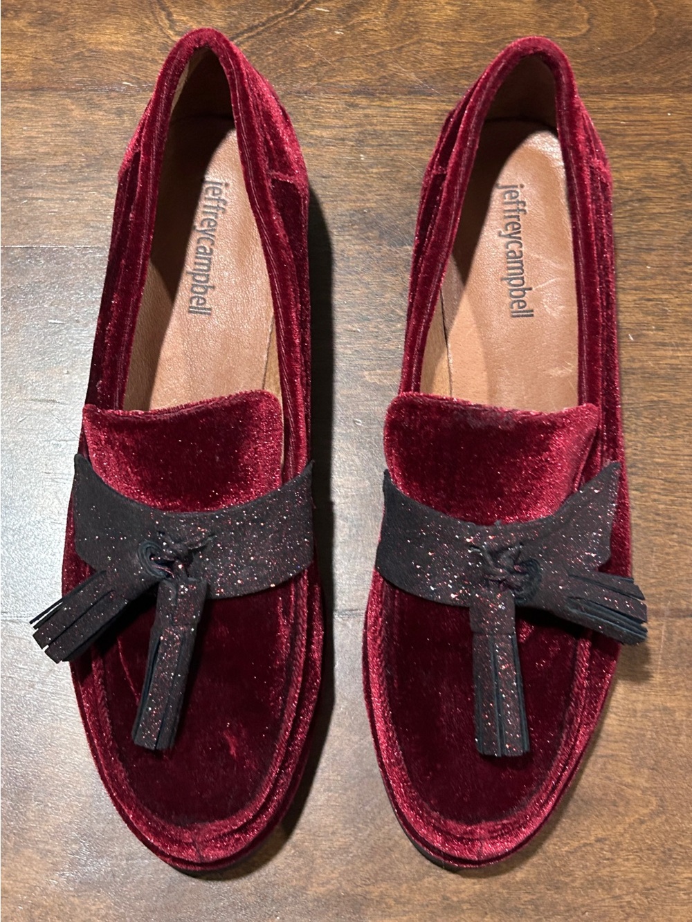 Jeffrey Campbell Wine Velvet Tassel Loafers